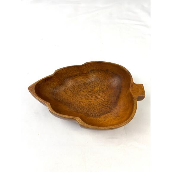Vintage Monkey Pod Wood Taro Leaf Bowl – House of Monkeypod Hawaii Handcrafted - Picture 7 of 11